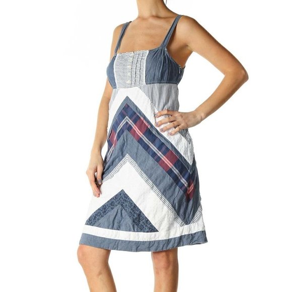 Tommy Hilfiger Blue Patchwork A-Line Dress - Picture 2 of 3